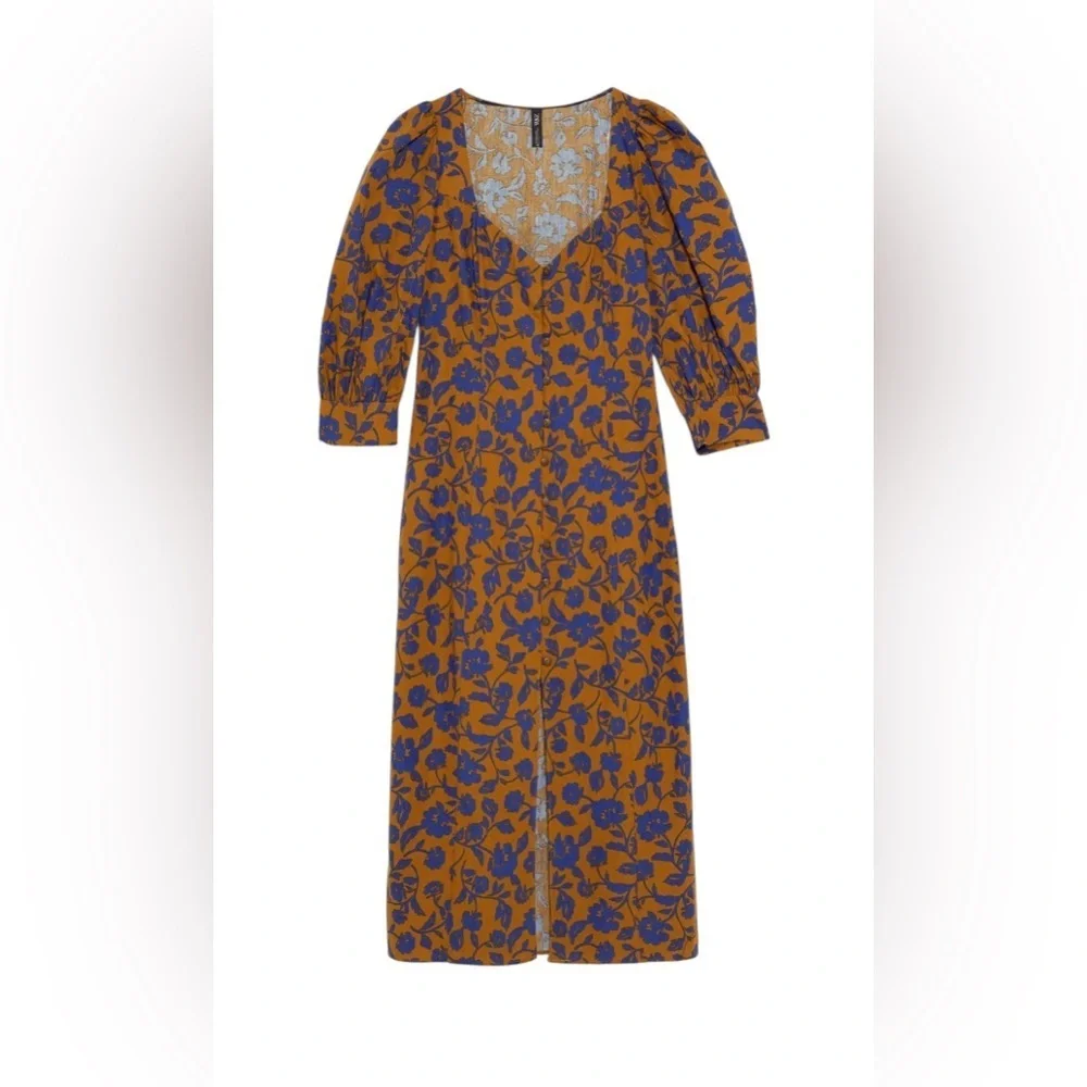 Zara Poplin long floral midi skirt dress - Picture 8 of 17